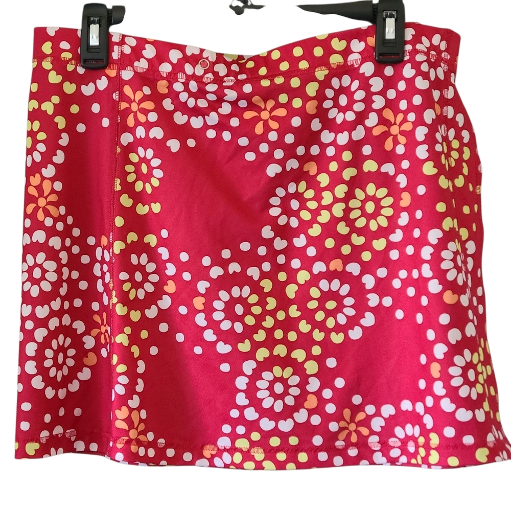 Athleta Red Floral A-Line Tennis Skirt